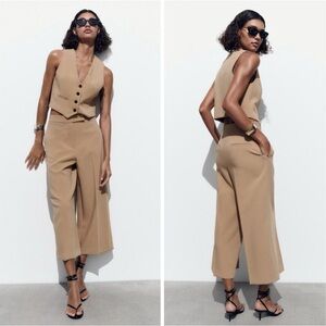 Zara Pant and Vest Set in Taupe Camel Tan